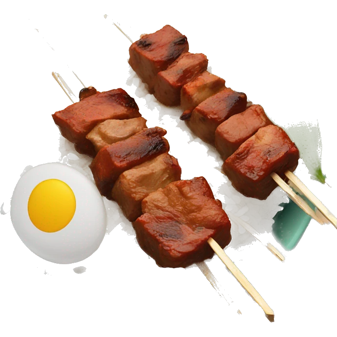 filipino meat skewer dish with white rice emoji