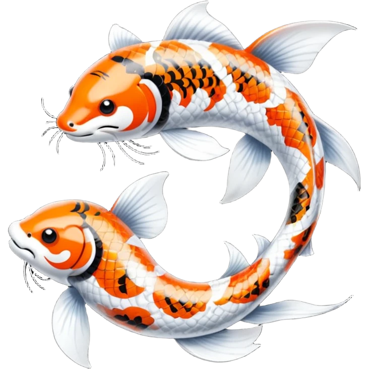 Exotic Tropical Floral Swirl-Patterned Tribal Pretty Asian ornate painted Japanese aesthetic beautiful shiny pretty glossy smooth elegant Koi-Fish-Kitsune-Yokai-animal-creature with tiger stripes on it, 4 legs, a tail emoji