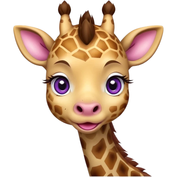 A cute little cheeky giraffe face with purple eyes sticking her tongue out and with her paw pulling down her lower eyelid of her right eye drawn in chibi style  emoji