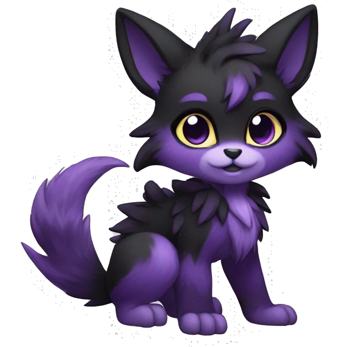 Anthro-Edgy-Cool-Black-Purple-Contrast-Colors-Fantasy-Fur-Sona-Chibi-Shiny-Fakémon-Hybrid full body emoji