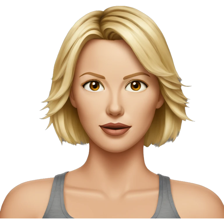 super realistic face of charlize theron wearing tank top emoji