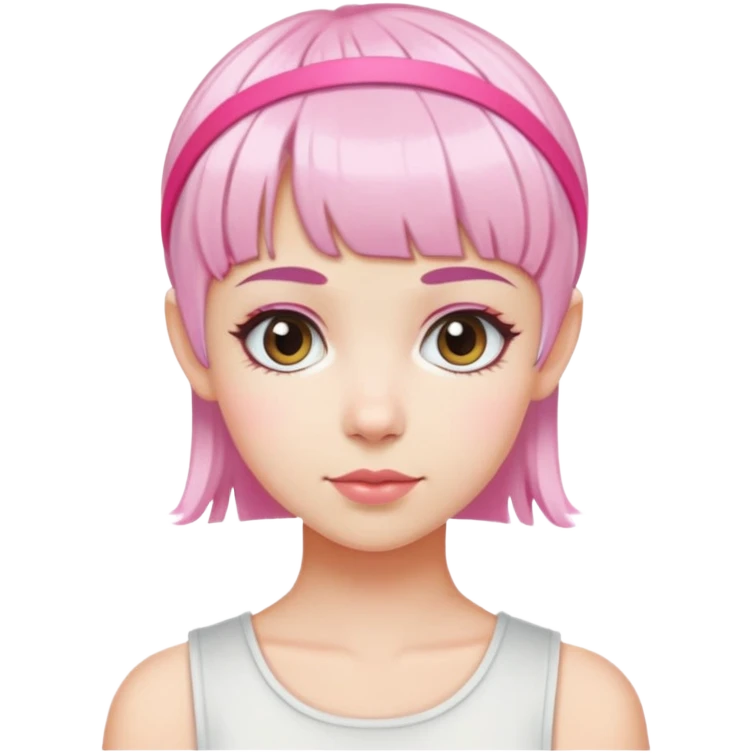 short pixie bangs platinated woman pink hair band，fair-skinned  emoji