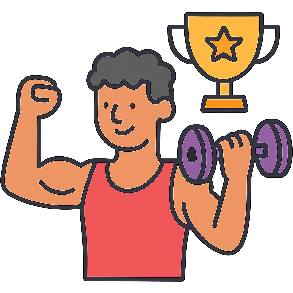 a sportman has a great results doing his workouts emoji