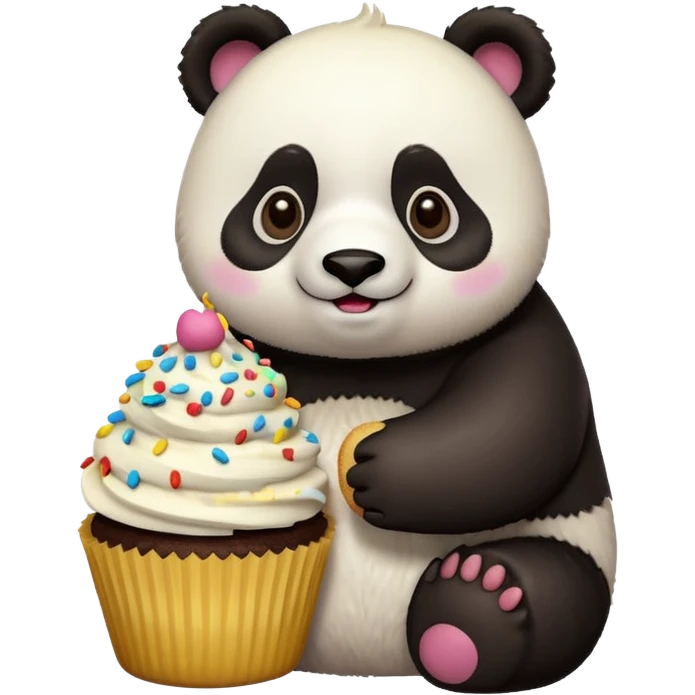 panda holding single cupcake emoji