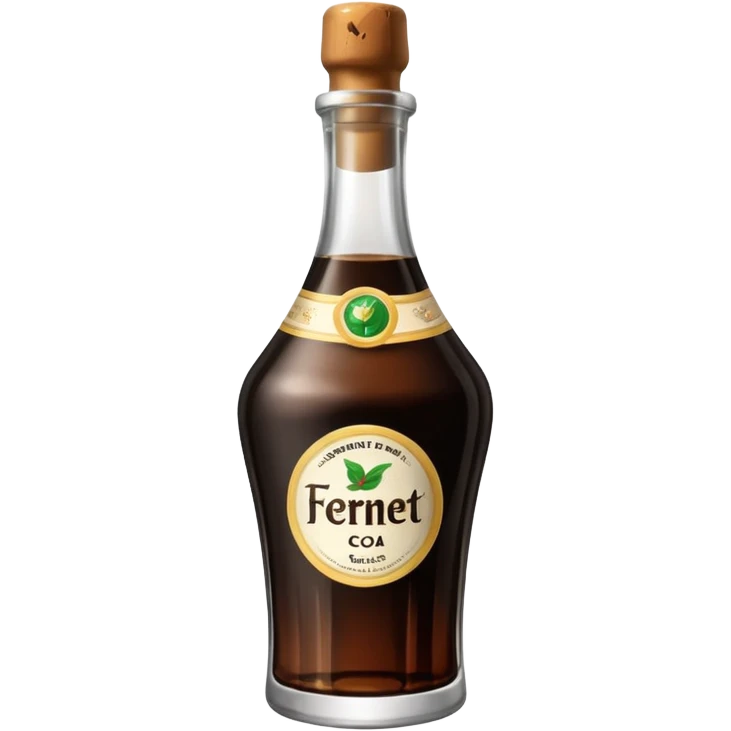 Fernet con coca sin limón,  sin sorbete. En vaso con forma de botella cortada  emoji