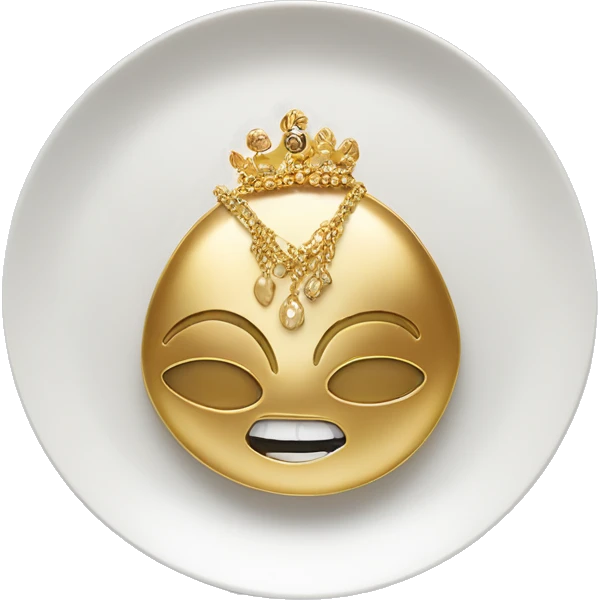 gold jewlwery on white shell plate emoji