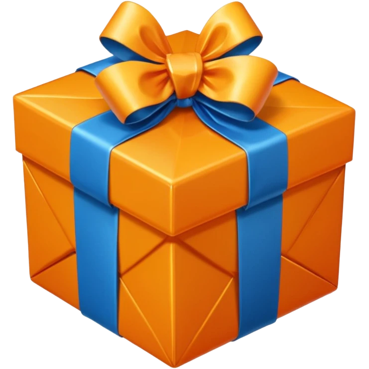 orange diamond gift box with blue ribbon emoji