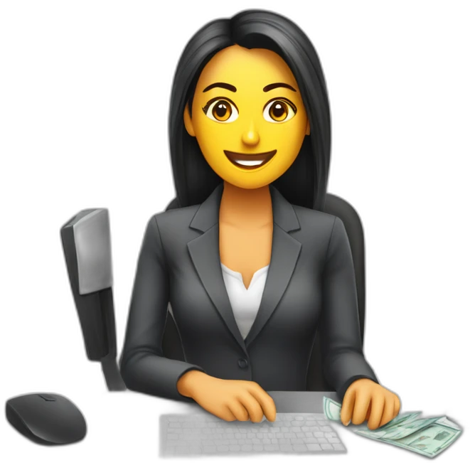 Mujer sexy trabajando en una oficina bancaria emoji