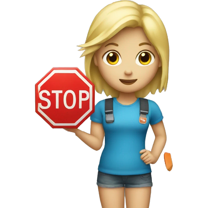 blond Girl holding a stop sign in her hand emoji