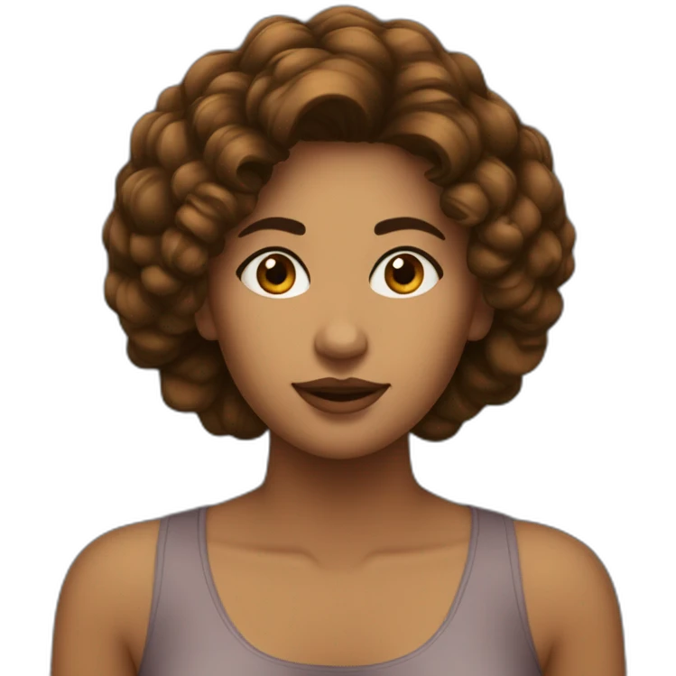 mulher morena de cabelo castanho escuro comprido emoji