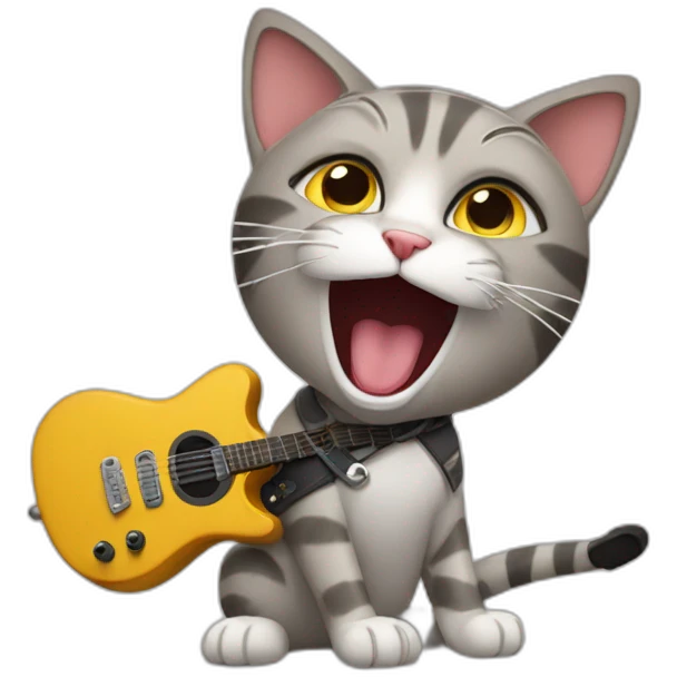 Cat singing with rockers emoji