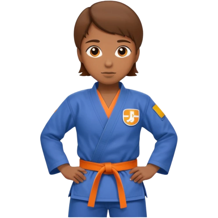 judoka cheveux brun avec ceinture orange emoji