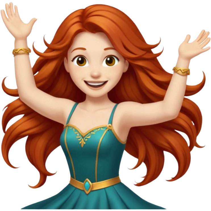 Excited long haired redhead dancing emoji