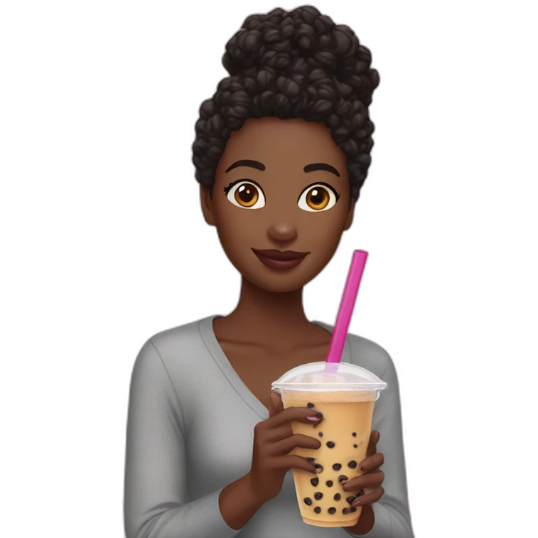 Ebony with bubble tea emoji