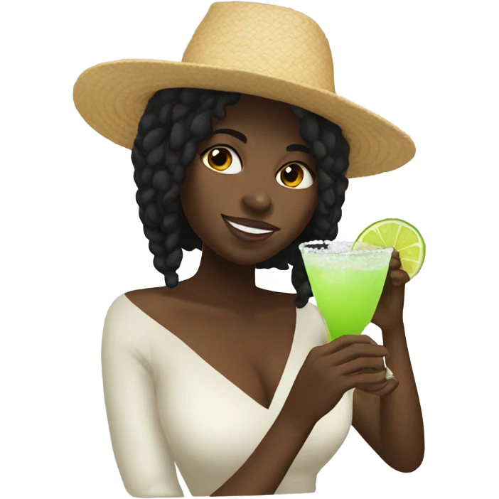 Black girl drinking a margarita emoji