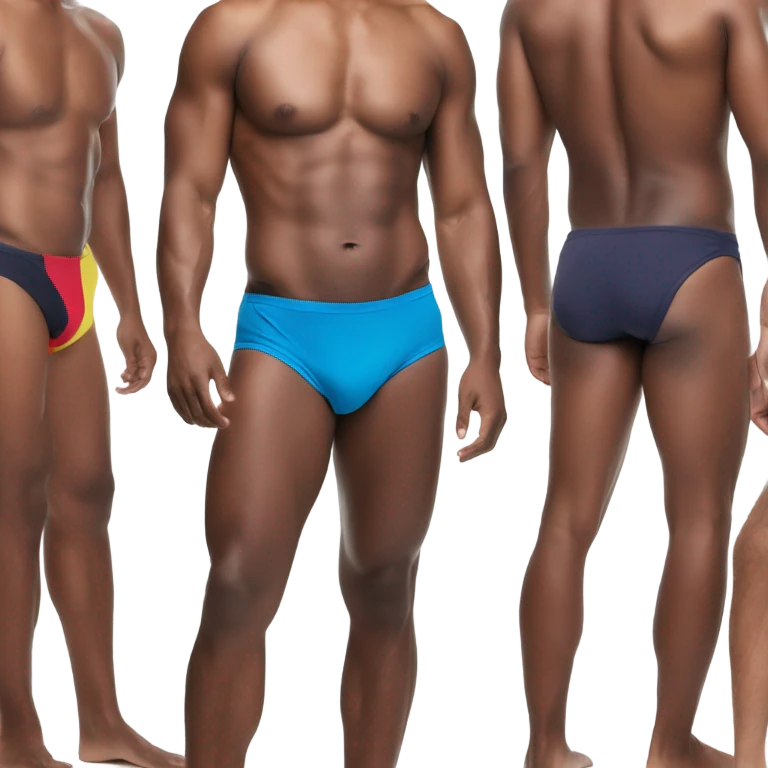 Photoshoot of man in speedo emoji