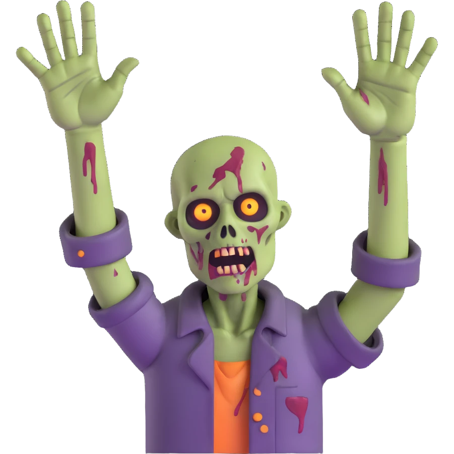 zombie with decaying flesh raising hands in the air emoji