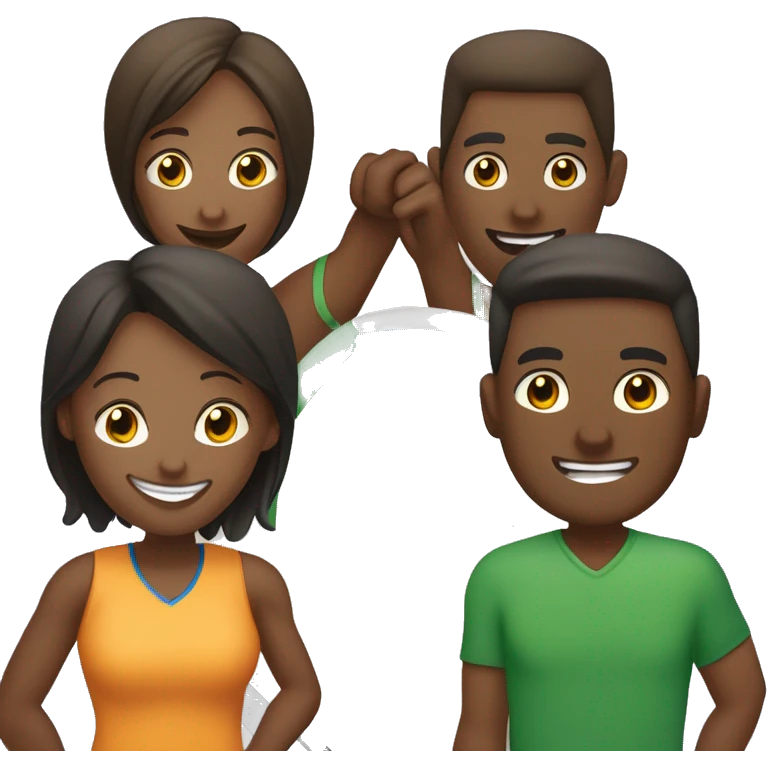 Four friends playing pickleball, 2 men and 2 women (1 man is brown skin) emoji