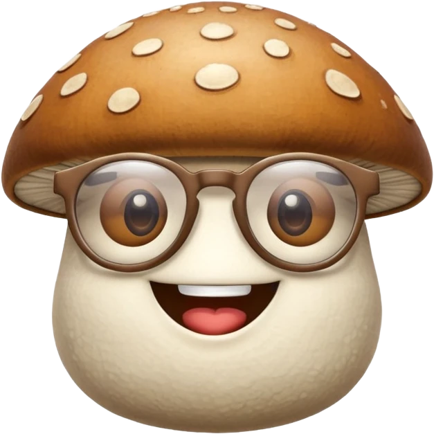 mushroom with glasses and a big smile emoji
