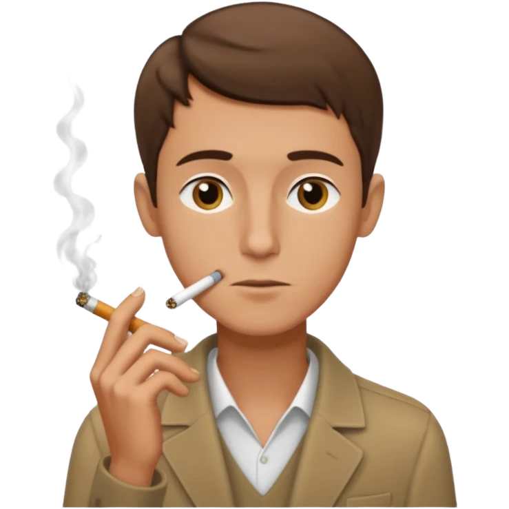 Shirtless thin man with a cigarette and short brown hair emoji