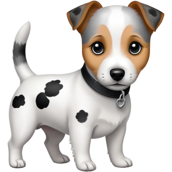 Perro jack Russell terrier blanco con manchas grises y negras   emoji