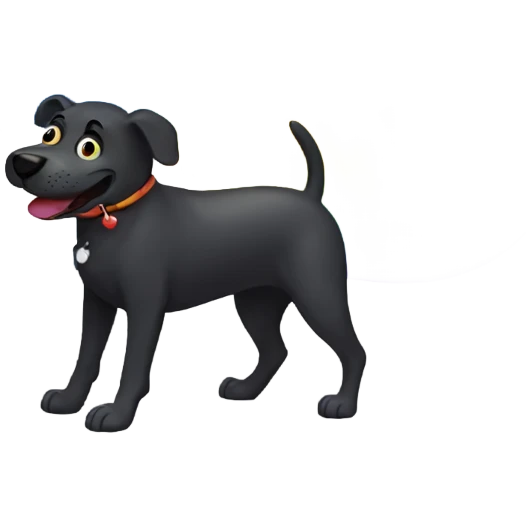 Black dog farting a rainbow cloud emoji