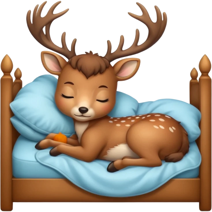 Cute deer sleeping in bed emoji