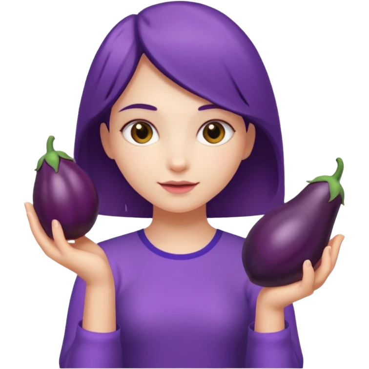 girl holding brinjal emoji