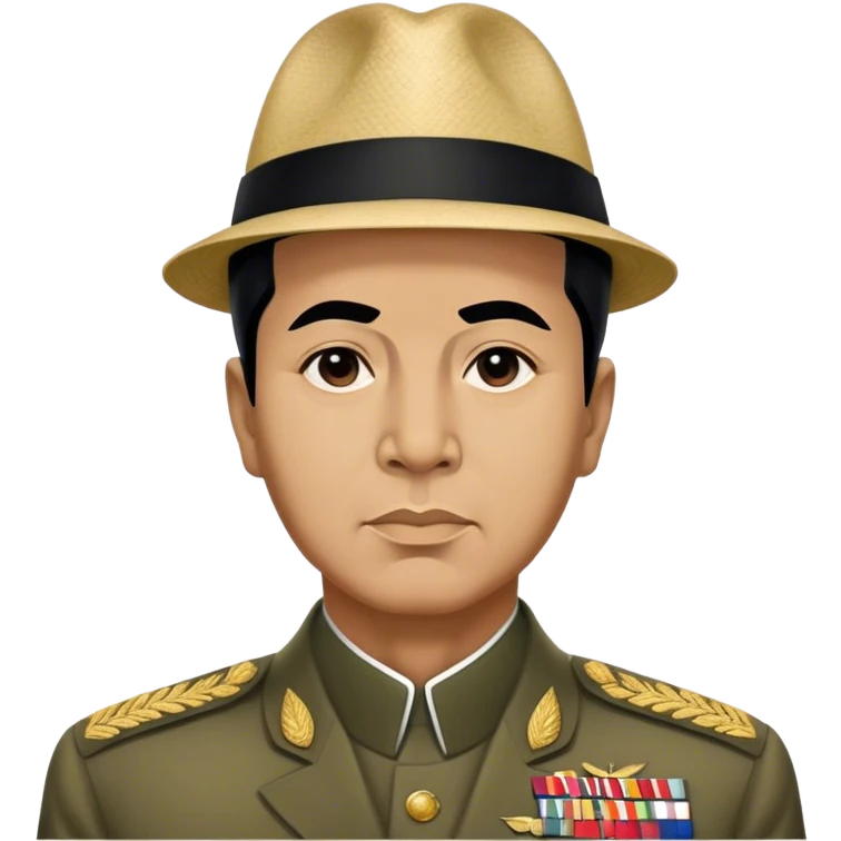 ​Cinematic Realistic Portrait of Sukarno, depicted in a lifelike, realistic style based on his iconic portrait, showcasing his thoughtful, charismatic expression in period attire, rendered with detailed textures and warm, evocative lighting that captures his pioneering spirit and national pride, emoji