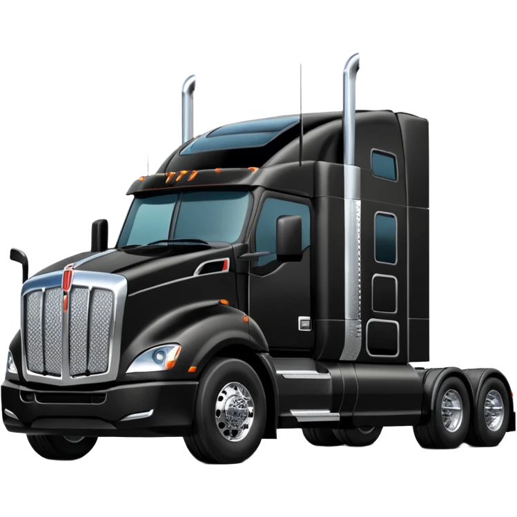 2026 Black Kenworth T680 Flat Top Semi Sleeper longer cab with stacks make realistic emoji