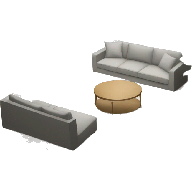 IKEA furnished living room design with round table emoji