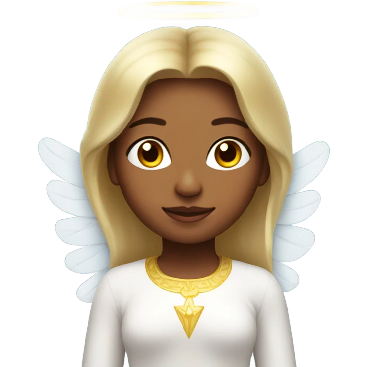 Peruvian female with angel wings, and a halo emoji
