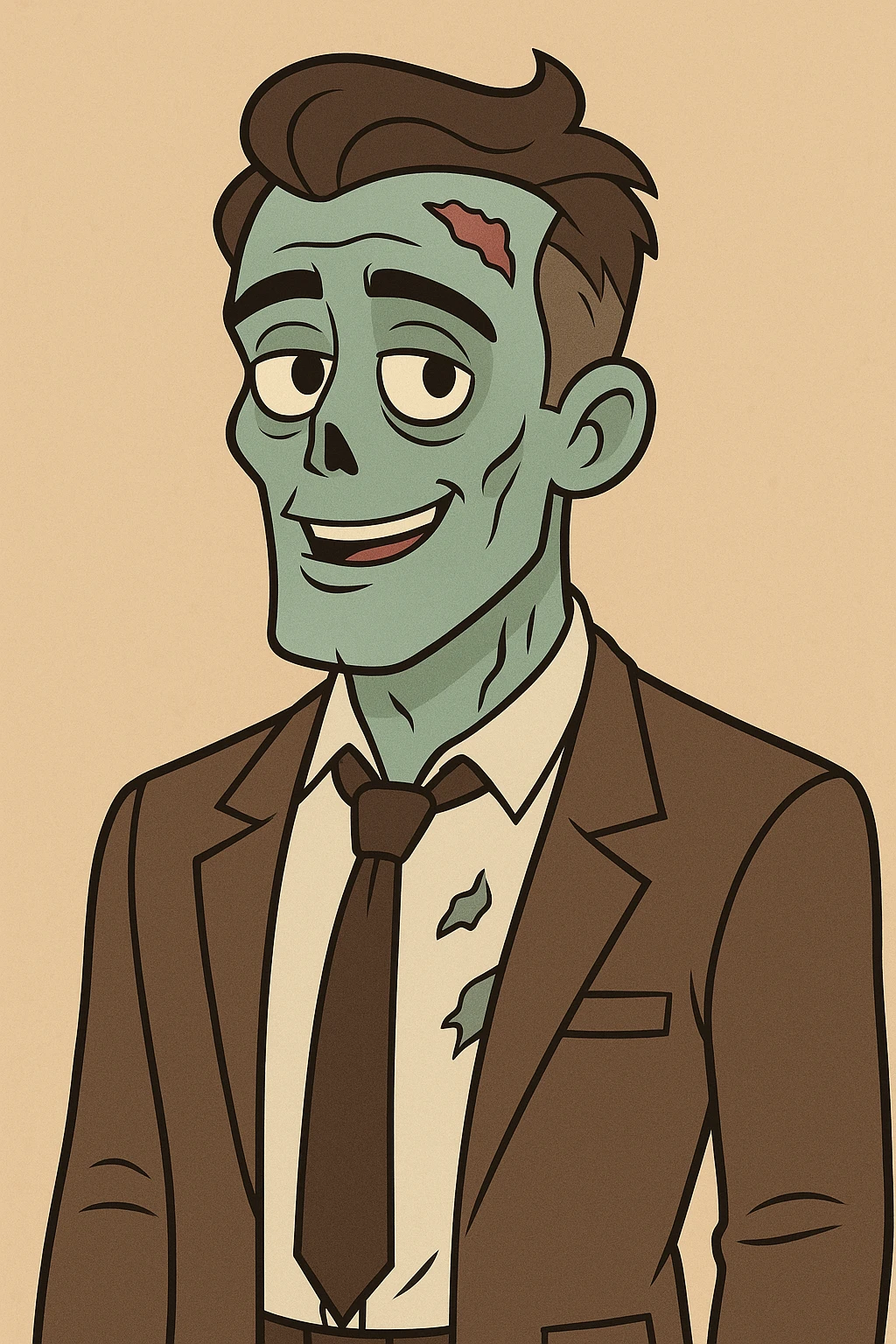 handsome zombie, cartoon style, charming expression, neat appearance emoji