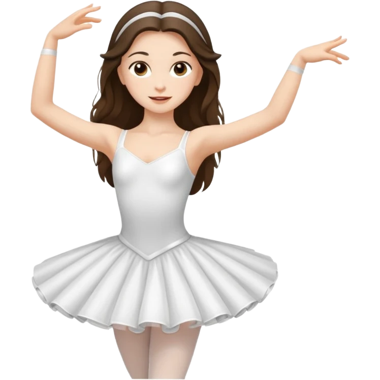 white brunette girl long hair with hazel eyes in a ballet costume dancing  emoji
