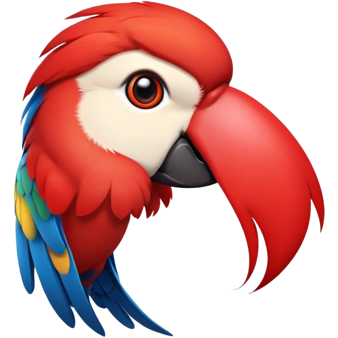 cinematic-cute-macaw-portrait-emoji,-head-tilted-playfully-and-inquisitively,-with-a-dazzling-red-plumage-and-round,-sparkling-eyes-filled-with-charm,-simplified-yet-irresistibly-adorable-features,-highly-detailed emoji