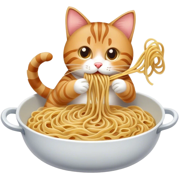 Cat playing with noodles emoji