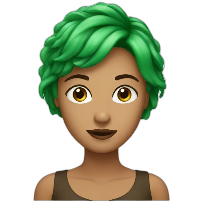 Femme avec yeux vert, cheveux court et marrons emoji