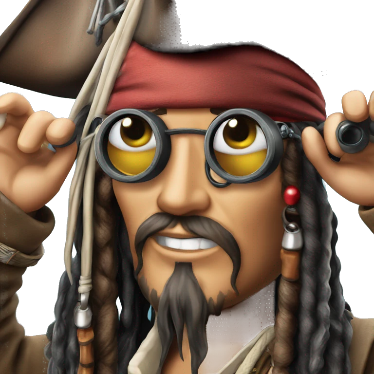photorealistic jack sparrow holds binoculars emoji