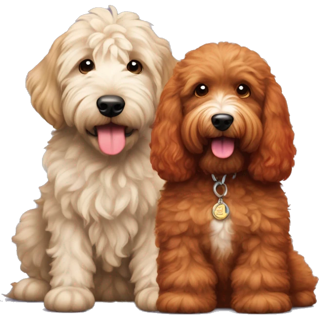 goldendoodle with red fur and a bernedoodle emoji