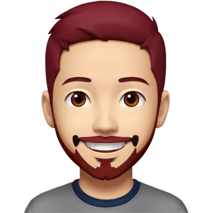 Mike Shinoda with dark red hair, brown eyes emoji