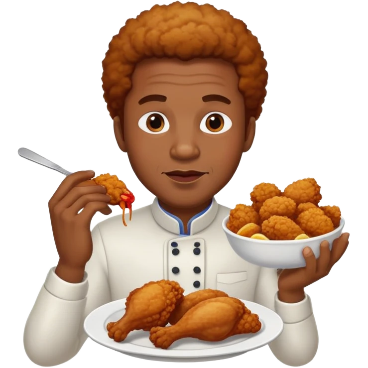 A black guy with fried chicken emoji