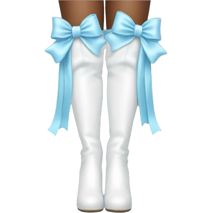 White thigh high boots with baby blue bows emoji