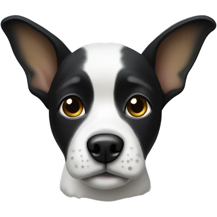 Black and white dog with yoda ears emoji