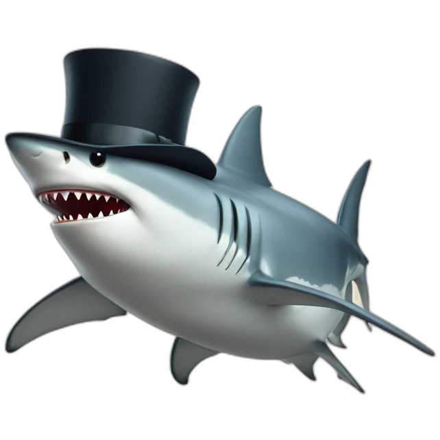 Shark with a top hat emoji
