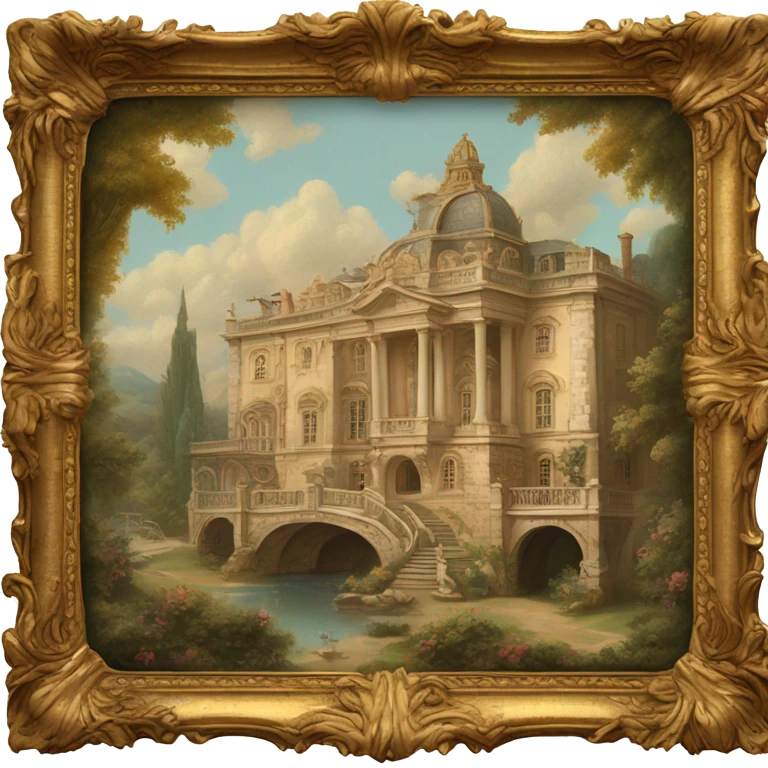 highly detailed vintage rococo scenic painting emoji