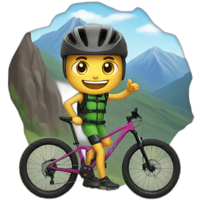 mountain biker with happy Birthday sign emoji