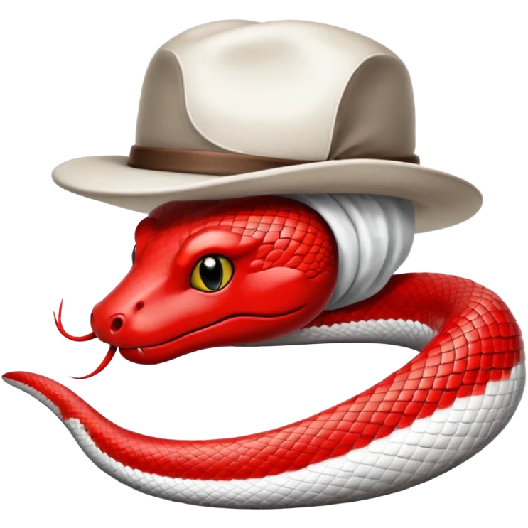 red snake, white hat emoji