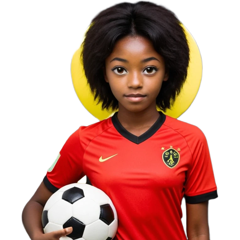 A imagem retrata um jovem de cabelo vermelho-neon e corte moderno, vestido com uma camisa de futebol preta e vermelha e uma corrente de ouro. Ele está em um ambiente interno, olhando para a câmera com uma expressão engajada e as mãos levantadas em um gesto de ênfase emoji