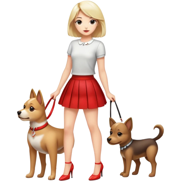 Girl dressed like a dog and in short skirt and short top and heels emoji