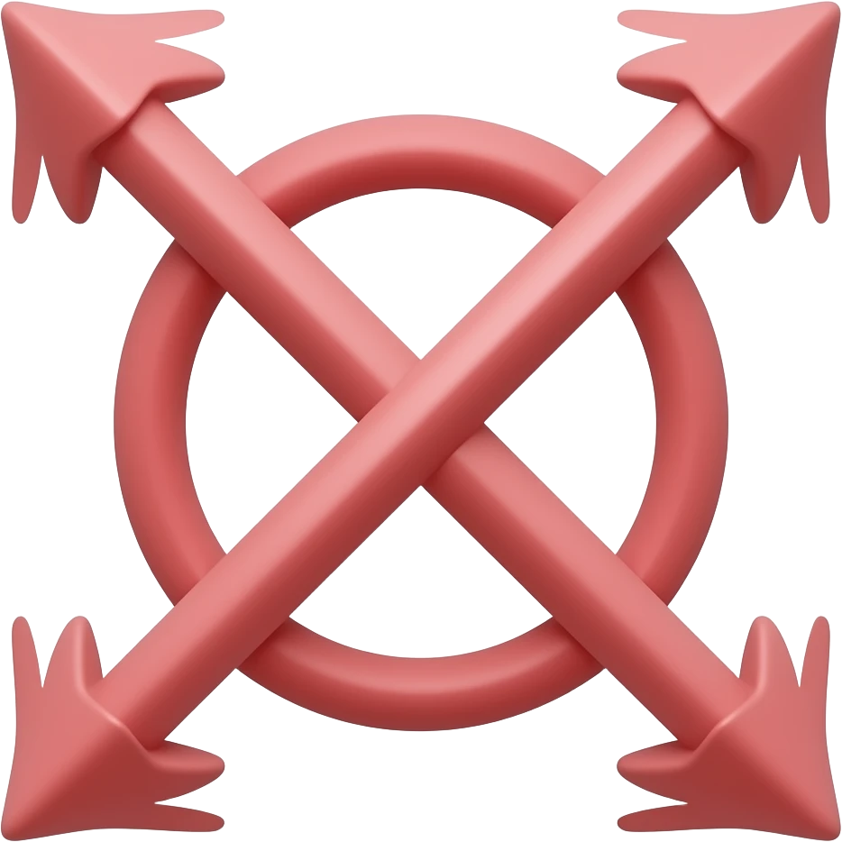 Light Red circle with X arrow on end points of X emoji